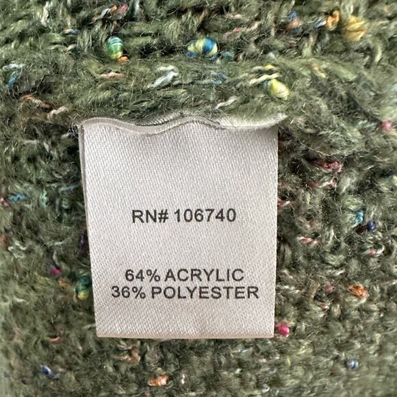 Serengeti Green Knit Cowl Neck Sweater w/ Rainbow Specks Womens Size Large - Picture 4 of 6